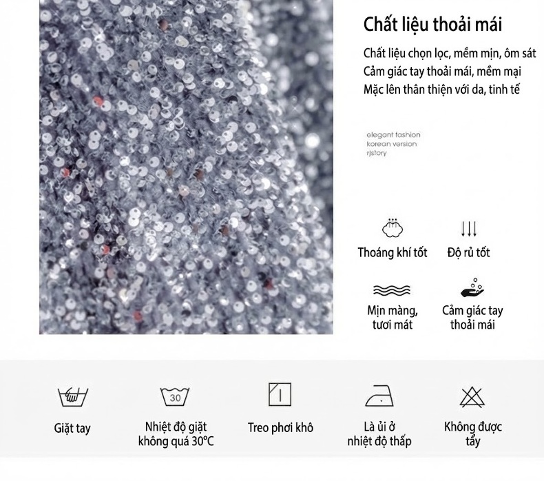 Váy Dạ Hội Nữ Hở Vai Đính Kim Sa Lấp Lánh Màu Xám chi tiết 8