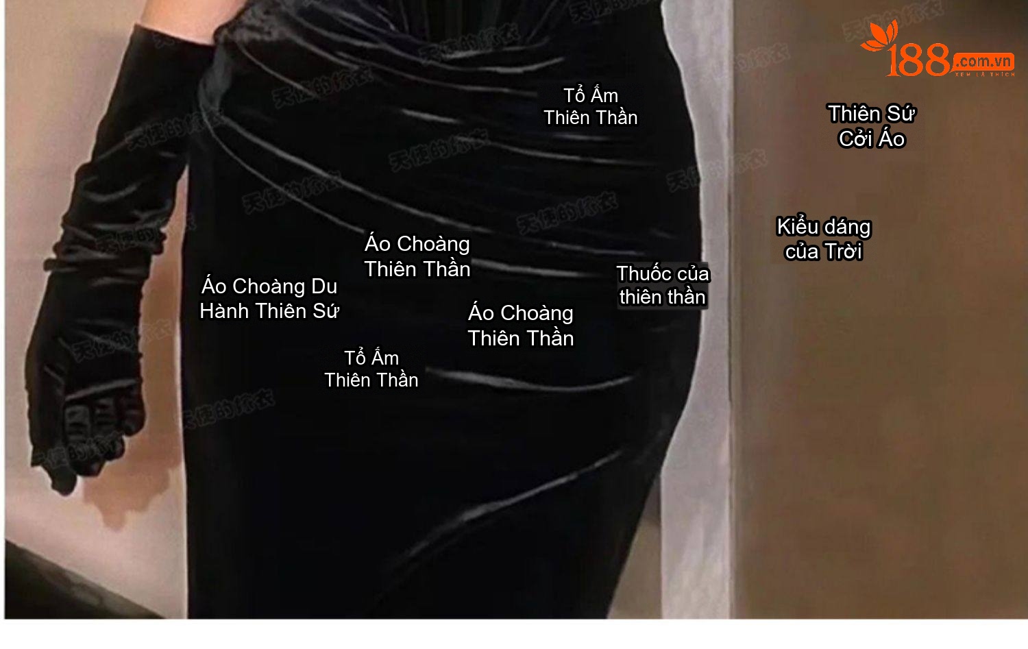Váy Dạ Hội Nữ Hở Vai Ôm Dáng Màu Đen Trắng chi tiết 16