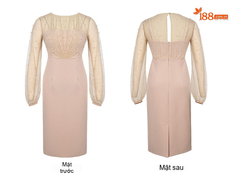 Váy Dạ Hội Nữ Lưới Thiết Kế Ôm Hông Phong Cách Thời Trang Gợi Cảm Màu Đen, Kem chi tiết 7
