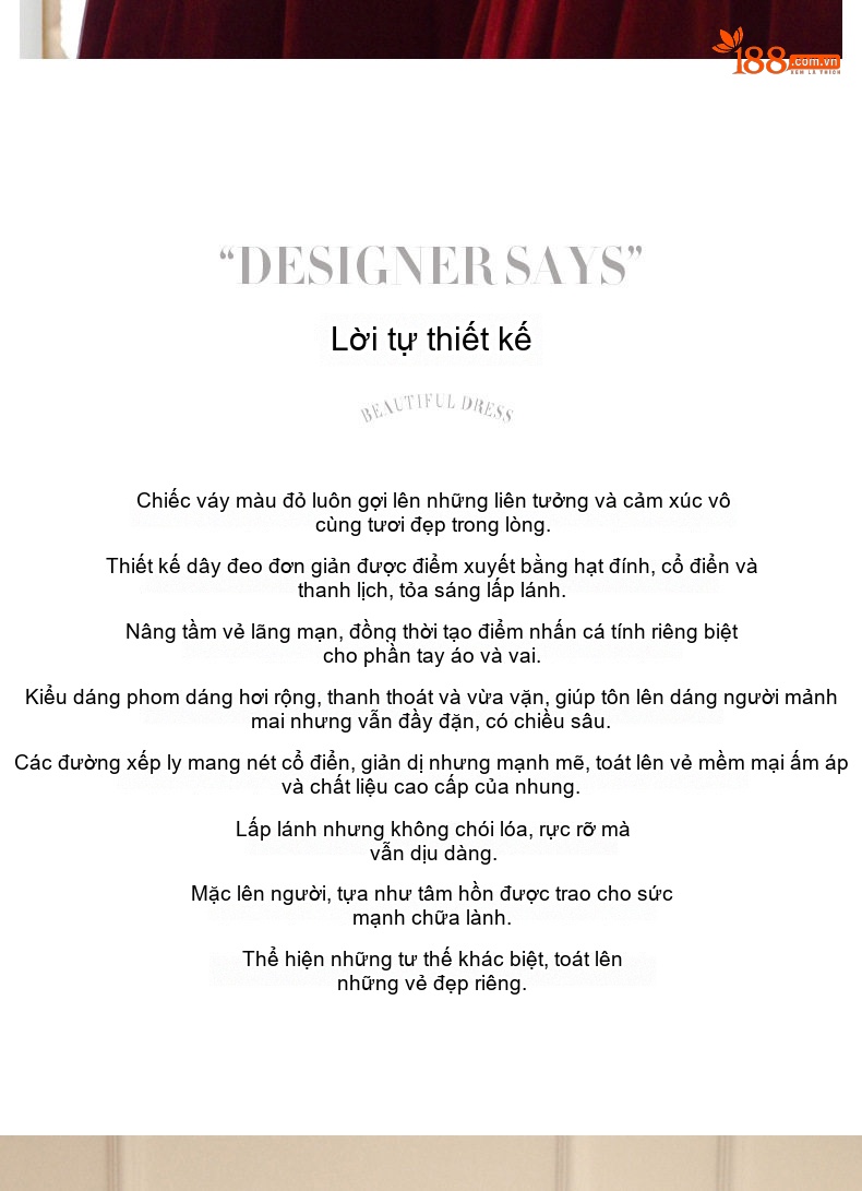 Váy Dạ Hội Nữ Nhung Lệch Vai Dáng Xòe Tiểu Thư Màu Đỏ Rượu chi tiết 3
