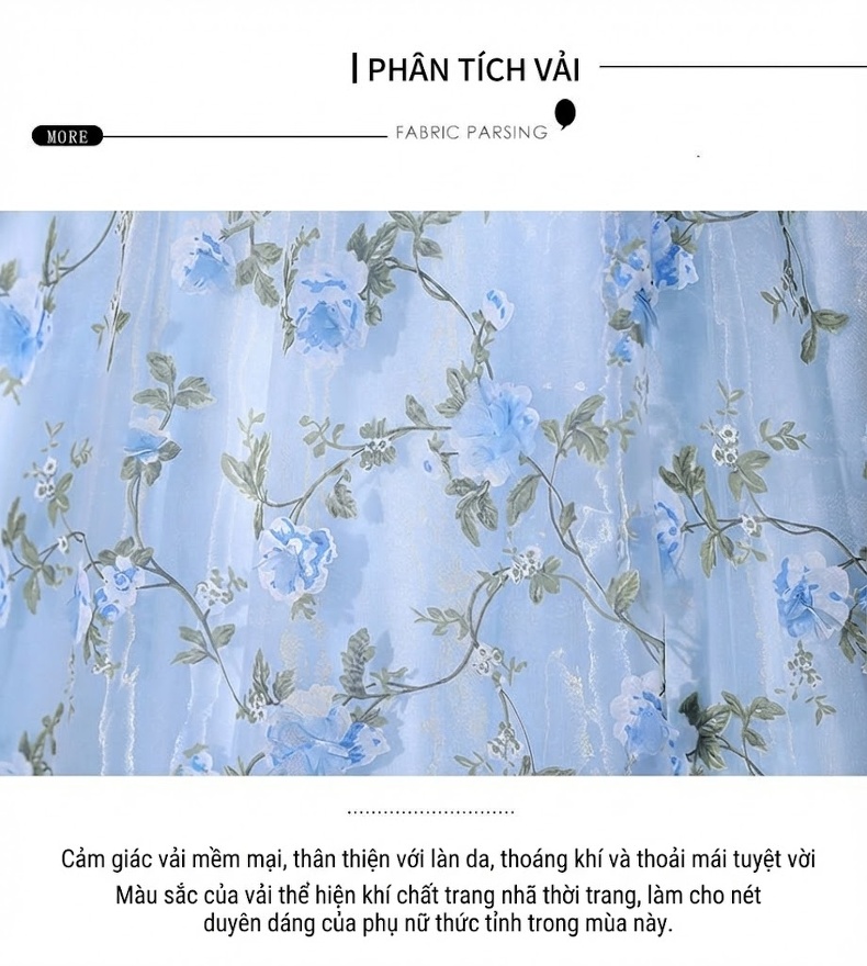 Váy Dạ Hội Nữ Pháp Bồng Bềnh Dáng Công Chúa Chụp Ảnh Cưới Phong Cách Nghệ Thuật Màu Xanh Dương chi tiết 7