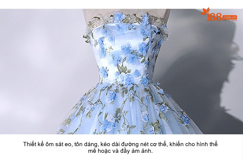 Váy Dạ Hội Nữ Pháp Bồng Bềnh Dáng Công Chúa Chụp Ảnh Cưới Phong Cách Nghệ Thuật Màu Xanh Dương chi tiết 13