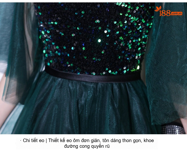 Váy Dạ Hội Nữ Xòe Ngắn Cao Cấp Dự Tiệc Sang Trọng Màu Xanh chi tiết 17