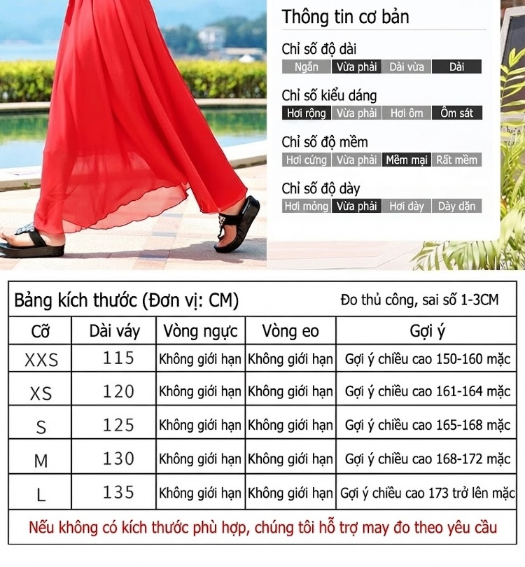 Váy Dài Nữ Che Bụng Tay Ngắn Chất Liệu Voan Màu Đỏ, Tím, Hồng, Xanh... chi tiết 6