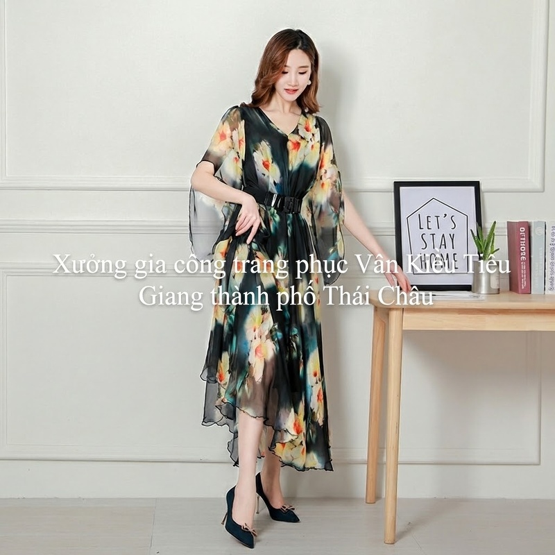 Váy Dài Nữ In Họa Tiết Bãi Biển Phong Cách Bohemian Chất Liệu Voan chi tiết 8