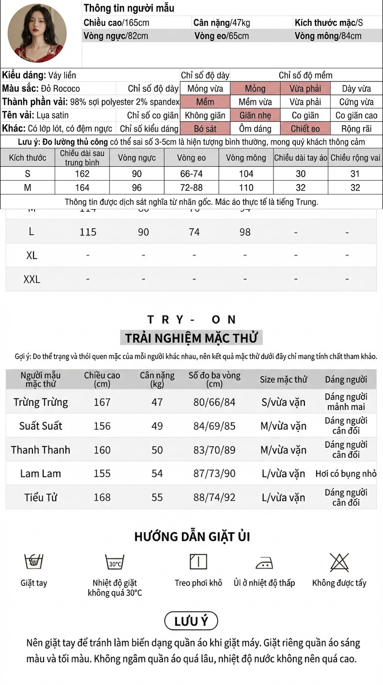 Váy Dài Nữ Lụa Satin Phối Ren Tay Bèo Thiết Kế Sang Trọng Màu Đỏ, Đen chi tiết 2