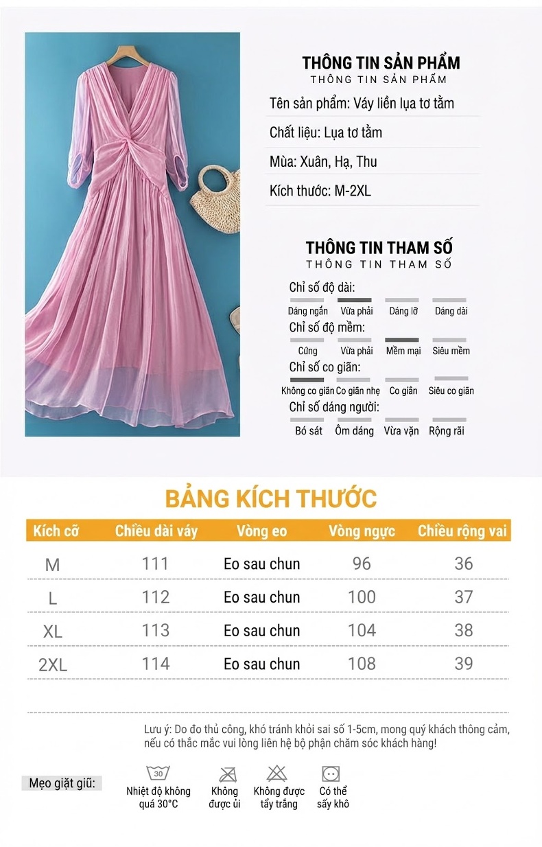 Váy Dài Nữ Lụa Tơ Tằm Bohemian Đi Biển Màu Hồng Nhạt Thiết Kế Thanh Lịch chi tiết 5