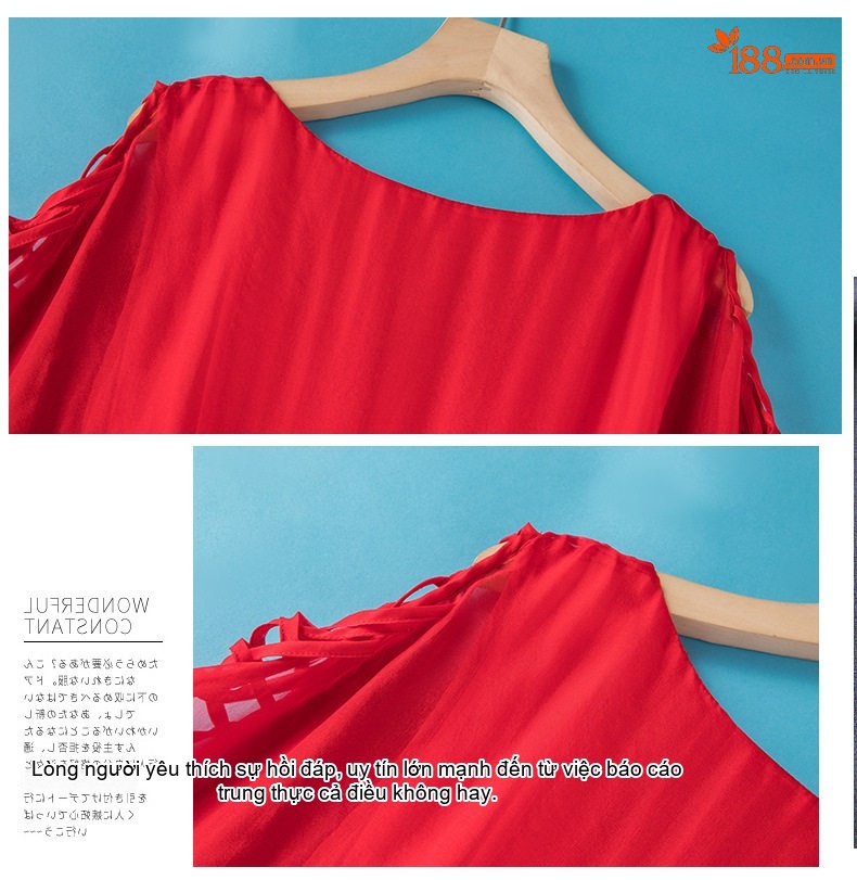Váy Dài Nữ Lụa Tơ Tằm Voan Hở Lưng Cổ chữ V Phong Cách Bohemian Đi Biển Mùa Hè Màu Hồng, Đỏ chi tiết 14
