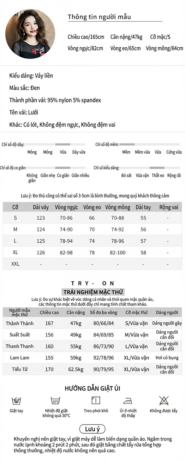 Váy Dài Nữ Lưới Thêu Hoa Pháp Ôm Dáng Màu Đen chi tiết 2