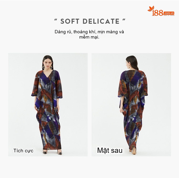 Váy Dài Nữ Thiết Kế Xếp Ly Họa Tiết Cao Cấp chi tiết 2