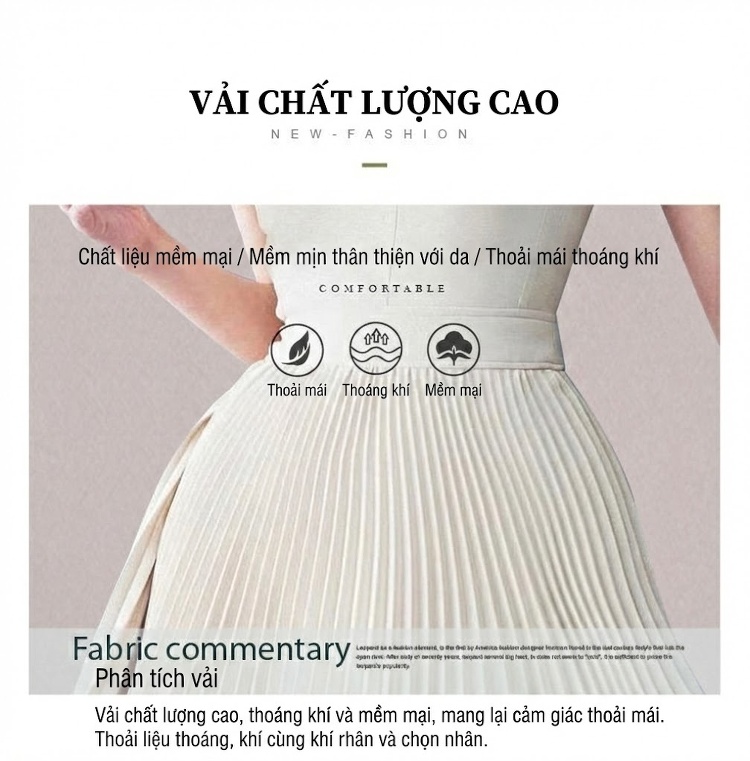Váy Dài Nữ Xòe Lớn Thiết Kế Việt Nam Phong Cách Pháp Cổ Điển, Thanh Lịch Màu Kem chi tiết 6