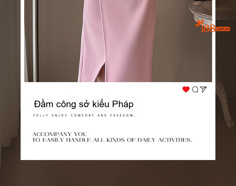 Váy Dài Tay Cổ chữ V Chữ A Xếp Ly Eo Thon Kiểu Dáng Công Sở Màu Hồng chi tiết 6