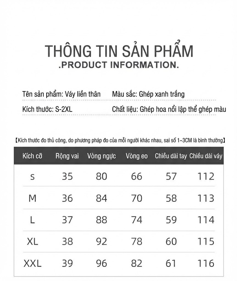 Váy Đầm Dài Nữ Chữ A Cổ chữ Vuông Tay Bồng Thiết Kế Tôn Dáng Màu Trắng, Xanh Lá chi tiết 4