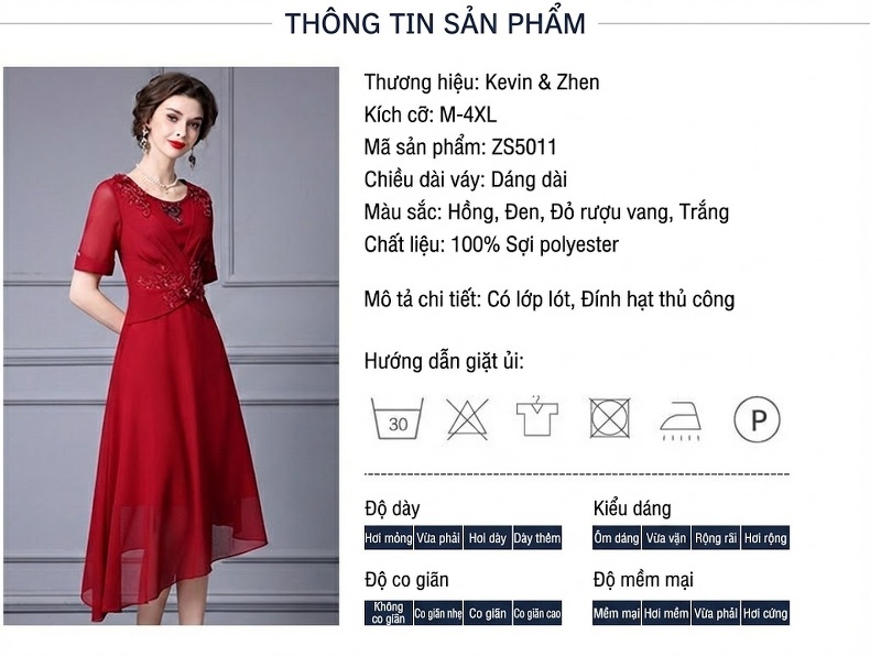Váy Đầm Dự Tiệc Nữ A-Line Cao Cấp Thêu Hoa 3D Đính Đá Lệch Tà Màu Đỏ, Hồng chi tiết 17