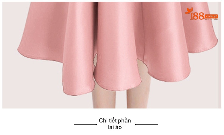 Váy Đầm Dự Tiệc Nữ Cổ chữ Vuông Tay Bồng Dáng Xòe Màu Hồng, Đen, Đỏ, Xanh Dương chi tiết 10