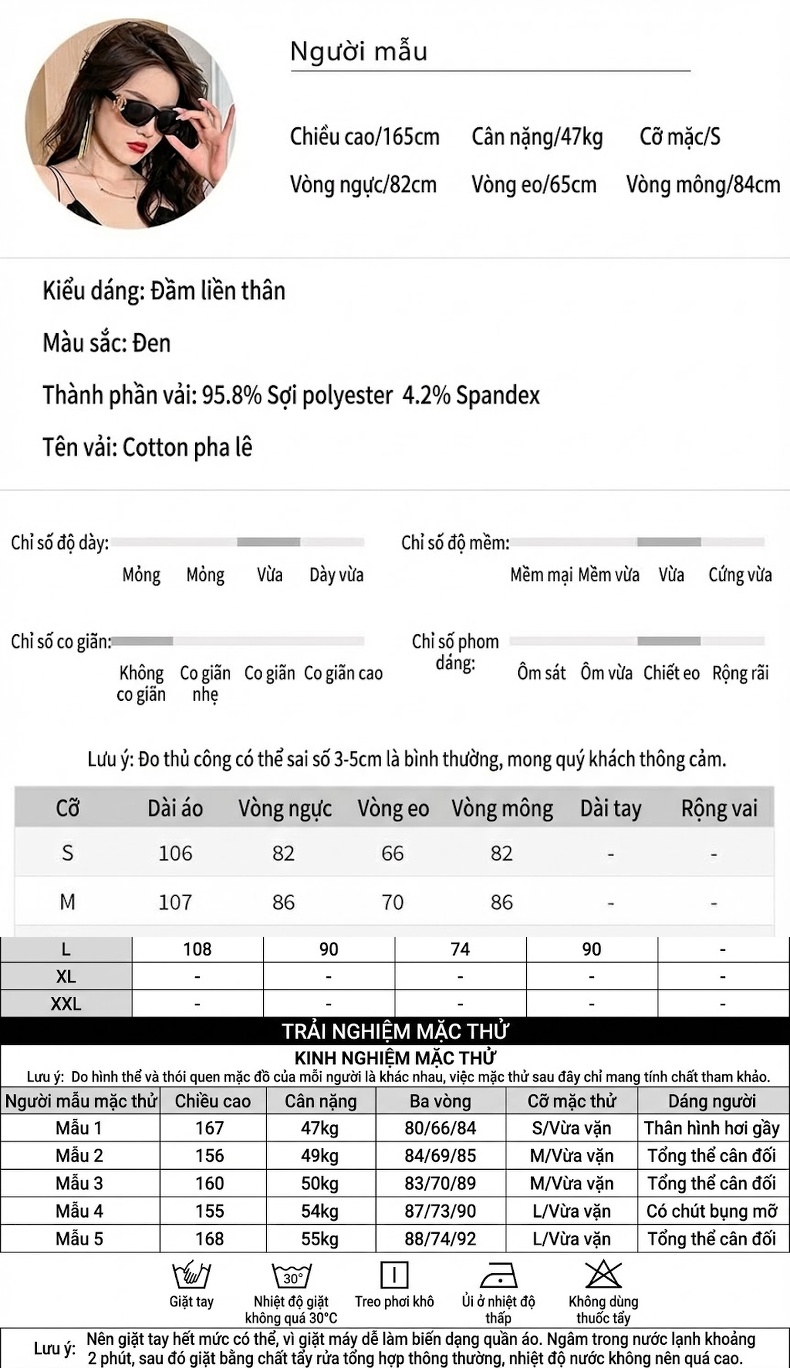 Váy Đầm Dự Tiệc Nữ Hai Dây Xẻ Tà Thiết Kế Ôm Dáng Sexy Màu Đen chi tiết 2