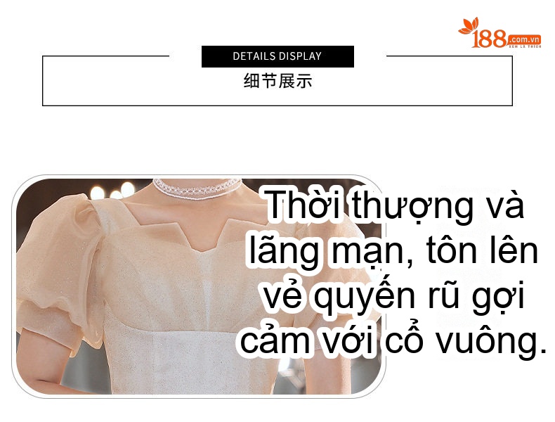 Váy Đầm Dự Tiệc Nữ Tay Bồng Dáng Dài Thướt Tha Cho MC, Biểu Diễn Nghệ Thuật, Sinh Nhật Màu Kem, Đen chi tiết 13