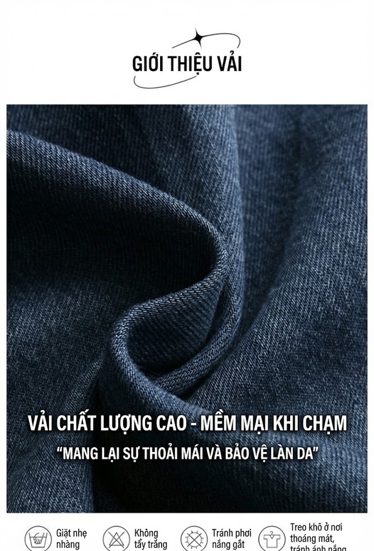Váy Đầm Jean Nữ Dáng Suông Trung Dài Tay Ngắn Thoáng Mát Màu Xanh Jean chi tiết 8