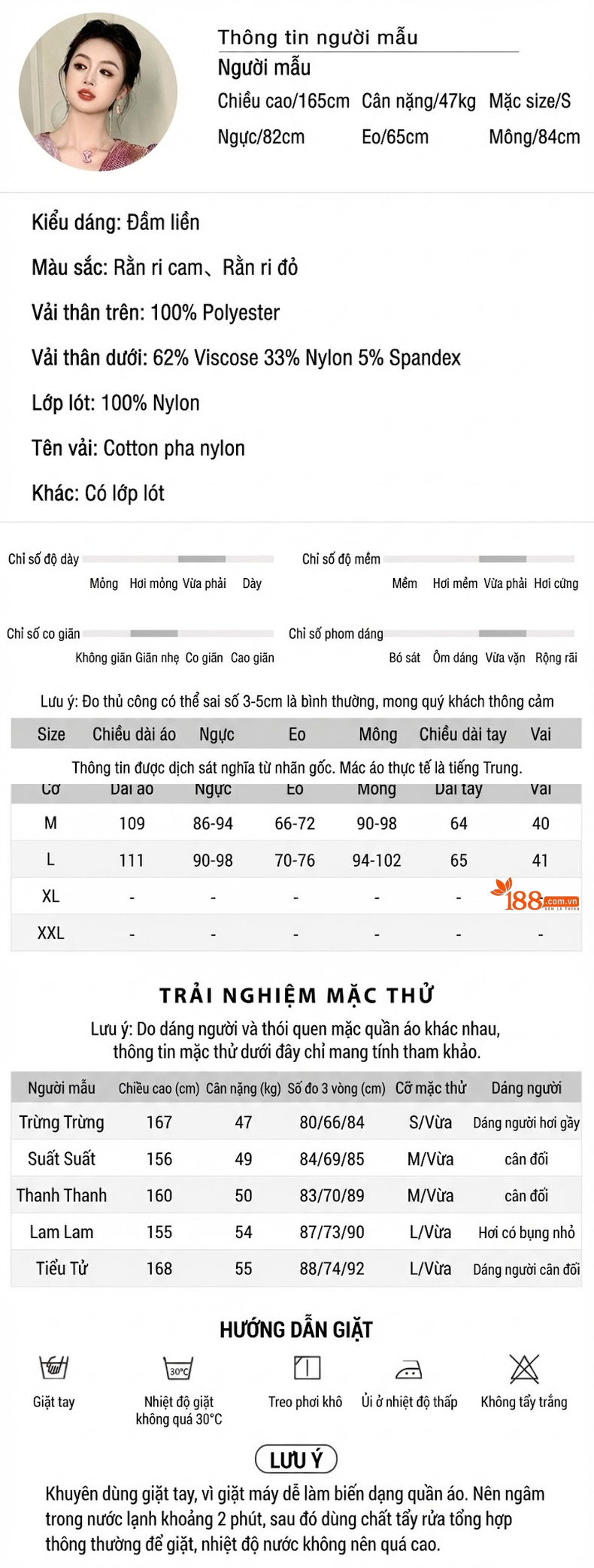 Váy Đầm Liền Nữ V Cổ Tay Dài Thiết Kế Giả Hai Mảnh Ôm Hông Màu Cam, Hồng, Vàng chi tiết 2