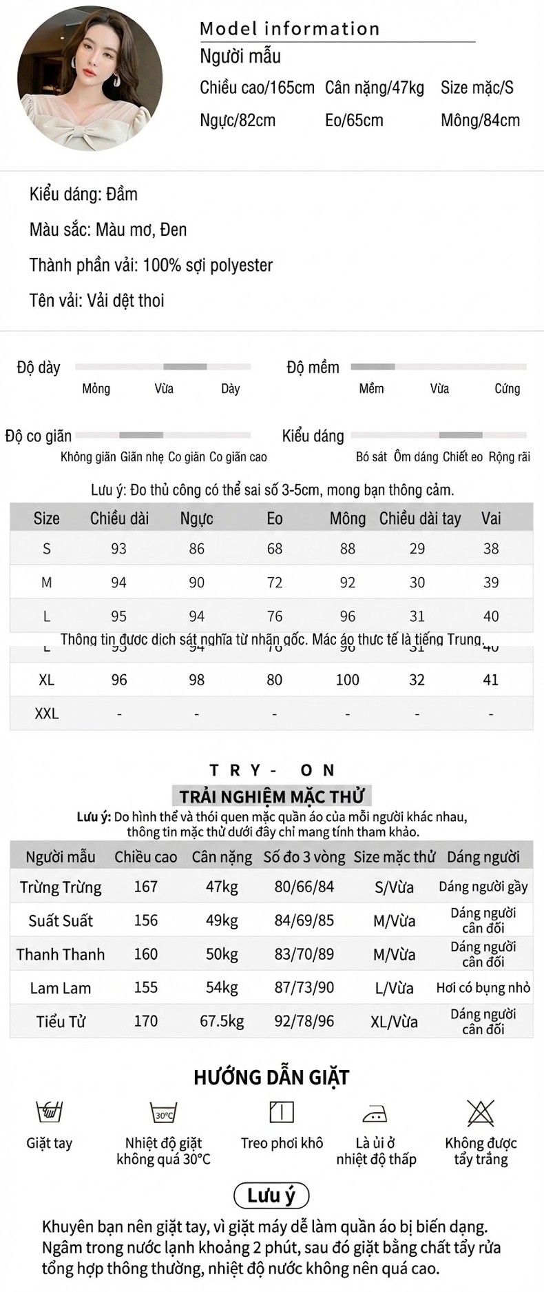 Váy Đầm Nữ Cổ chữ V Thiết Kế Nơ Eo Cao Dáng Ôm Màu Đen, Kem chi tiết 2