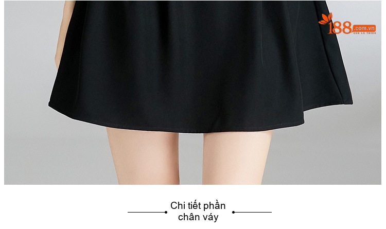 Váy Đầm Nữ Dáng Xòe Cổ chữ Vuông Không Tay Phong Cách Hepburn Màu Đen chi tiết 13