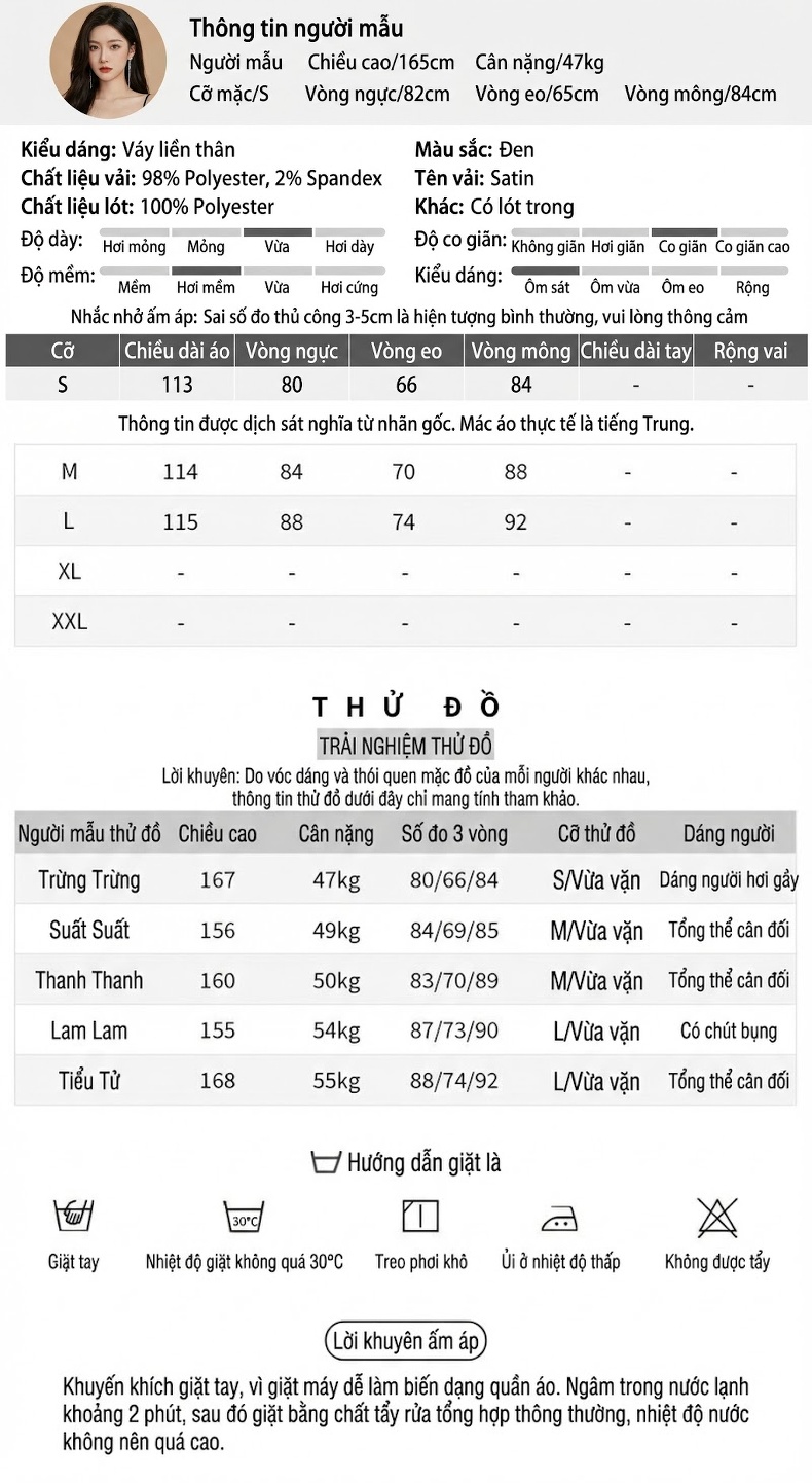 Váy Đầm Nữ Hai Dây Cổ Tròn Đính Đá Xẻ Tà Dáng Ôm Màu Đen chi tiết 2