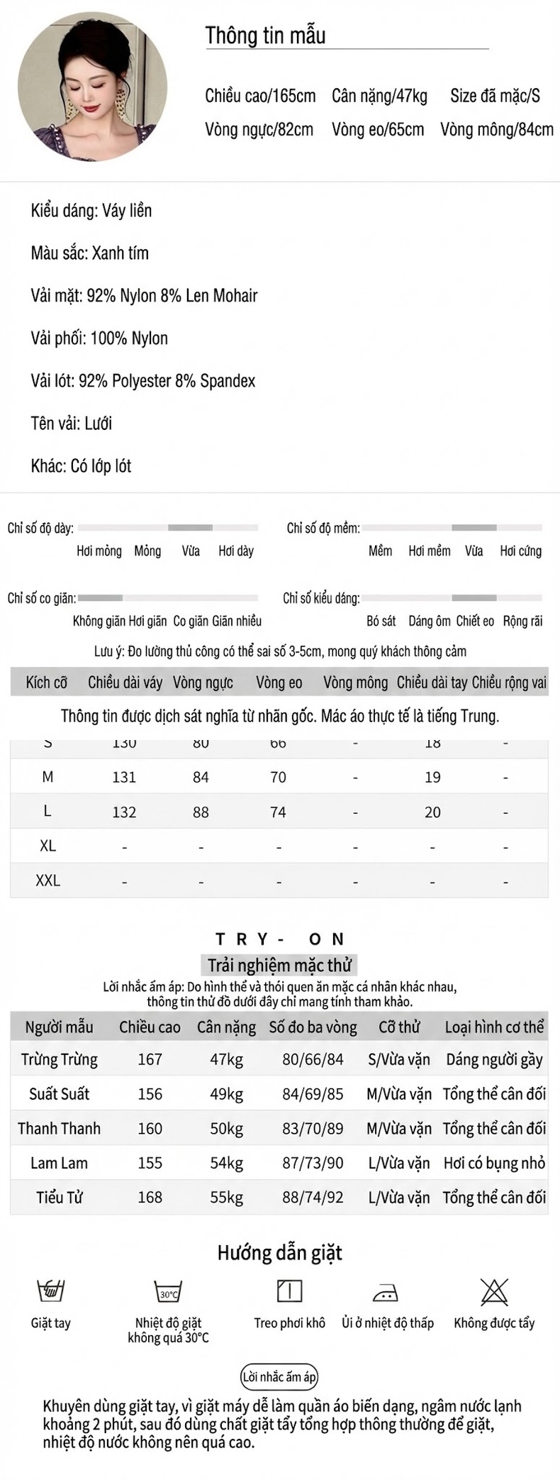 Váy Đầm Nữ Mùa Hè Cổ chữ Vuông Tay Bồng Voan Lưới Họa Tiết Chấm Bi Màu Tím chi tiết 2