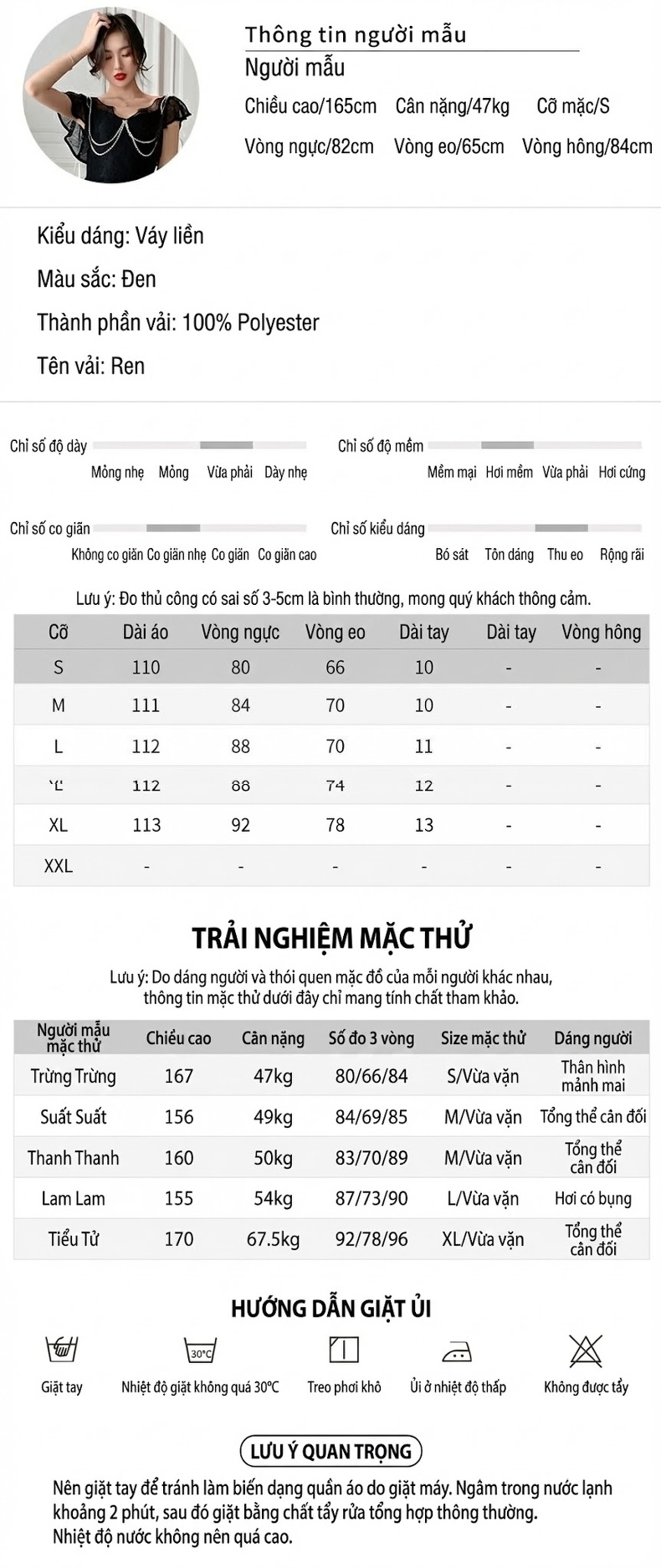 Váy Đầm Nữ Ren Đính Đá Cổ Điển Kiểu Pháp Thiết Kế Bất Đối Xứng Màu Đen chi tiết 2