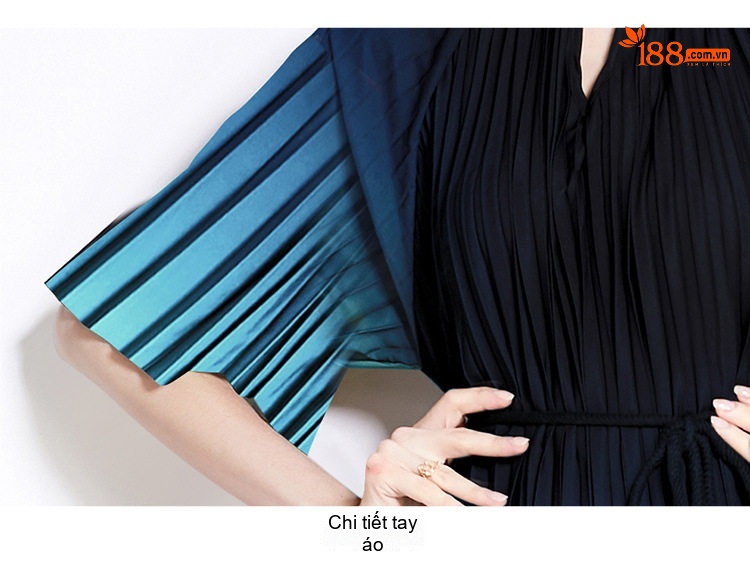 Váy Đầm Nữ Tay Ngắn Cổ Trụ Ly Xếp Eo A Màu Xanh Lá, Trắng, Hồng, Xanh Dương... chi tiết 23