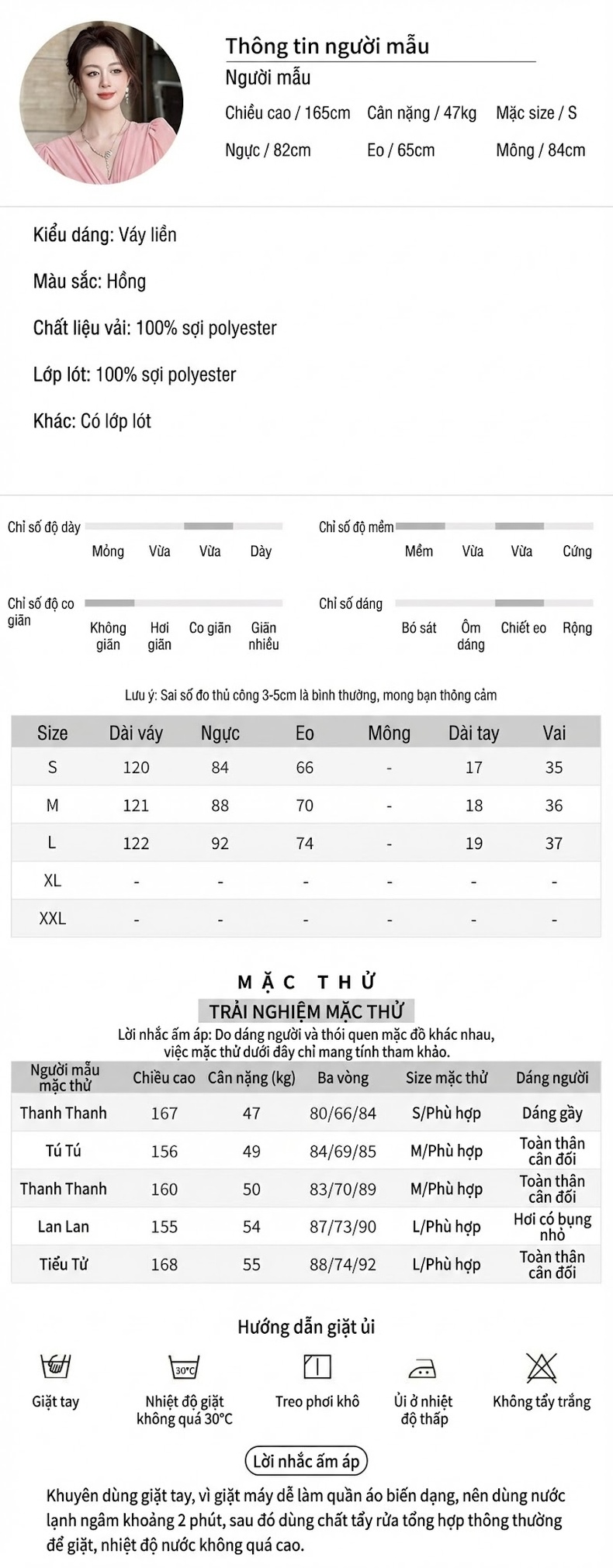 Váy Đầm Nữ V Cổ Tay Bồng Thắt Eo Dáng Dài Chất Liệu Voan Màu Hồng chi tiết 2