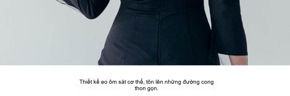 Váy Đầm Ôm Body Hở Vai Dáng Dài Trung Niên Phong Cách Quý Phái Màu Đen chi tiết 29