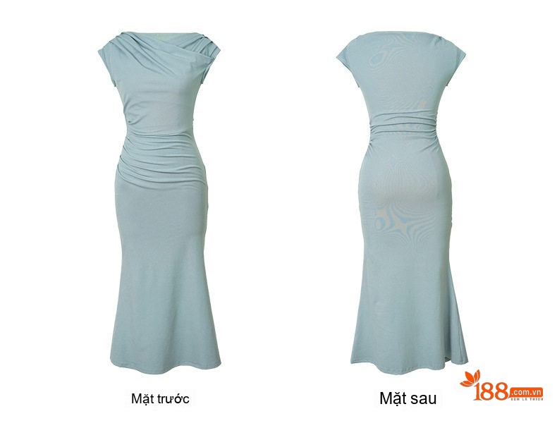 Váy Đầm Ôm Body Hở Vai Dáng Dài Xẻ Tà Phong Cách Pháp Màu Đen, Xanh chi tiết 7