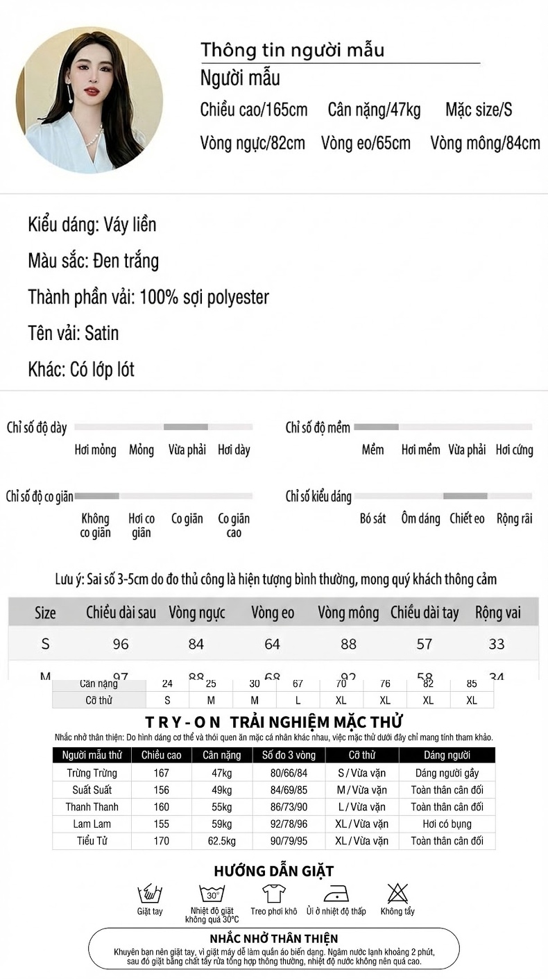 Váy Đầm Ôm Body Nữ Cổ chữ V Trắng Đen Thanh Lịch Công Sở chi tiết 2