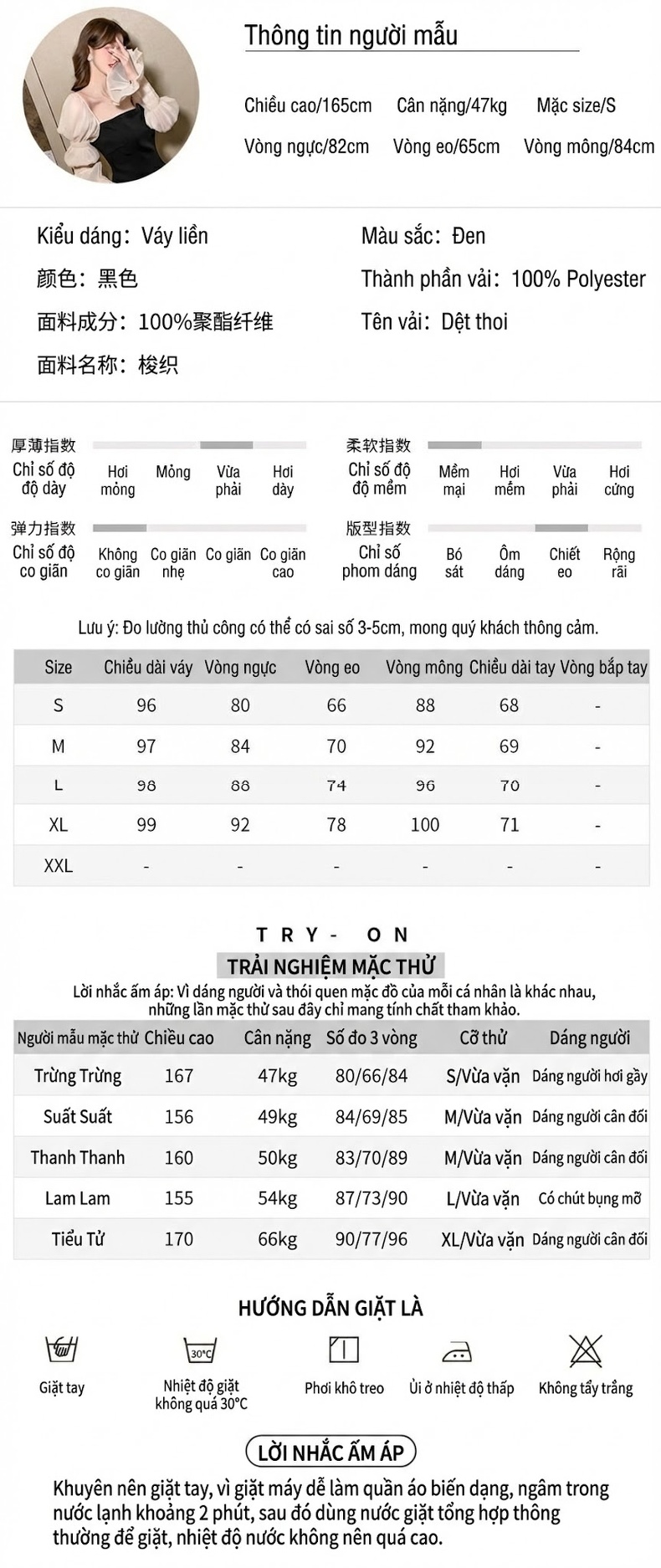 Váy Đầm Ôm Body Nữ Tay Dài Cổ chữ Vuông Phong Cách Pháp Màu Đen chi tiết 2