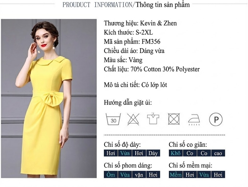 Váy Đầm Ôm Body Thiết Kế Nơ Eo Tôn Dáng Màu Vàng chi tiết 18