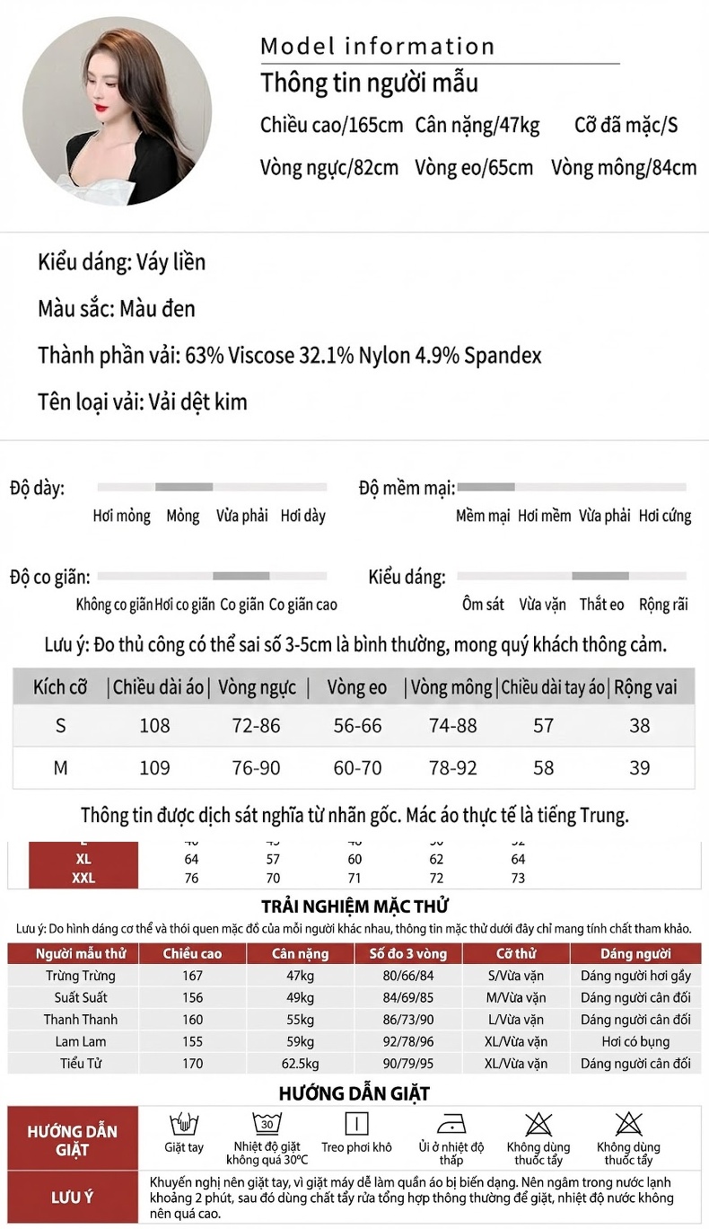 Váy Đầm Tiểu Thư Nữ Cổ Trễ Vai Nơ Lập Thể Xẻ Tà Màu Đen, Trắng chi tiết 2
