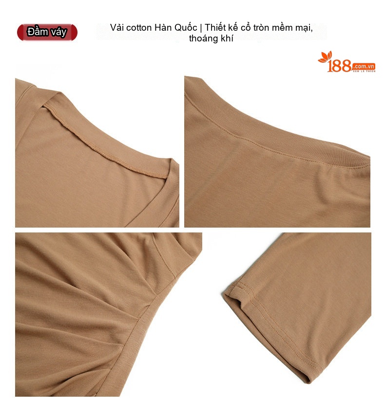 Váy Dáng Dài Nữ Cổ Chữ V Ôm Dáng Phong Cách Thanh Lịch Màu Đen, Nude chi tiết 4