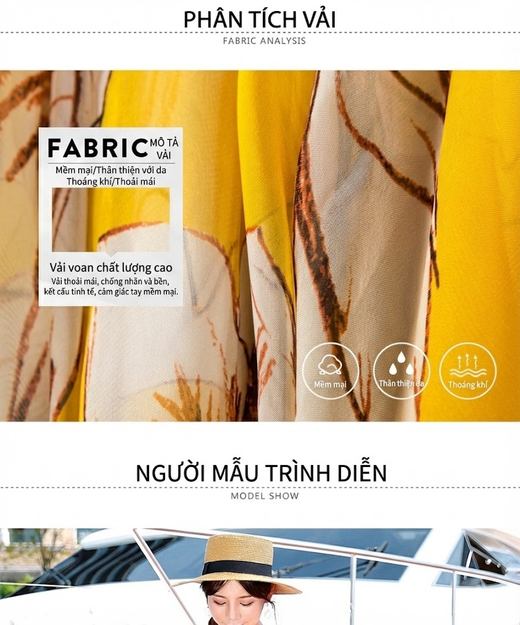 Váy Dáng Dài Xòe Chữ A Hai Dây Che Bụng Chất Liệu Voan Họa Tiết Hoa Nhí Mùa Hè Màu Vàng, Xanh Dương, Hồng, Cam... chi tiết 8