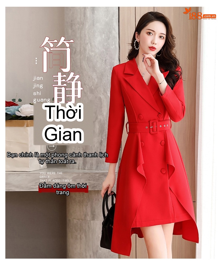 Váy Dáng Vest Nữ Dáng Ôm Chiều Dài Vừa Phải Kèm Đai Màu Đỏ, Trắng, Đen, Nâu chi tiết 1