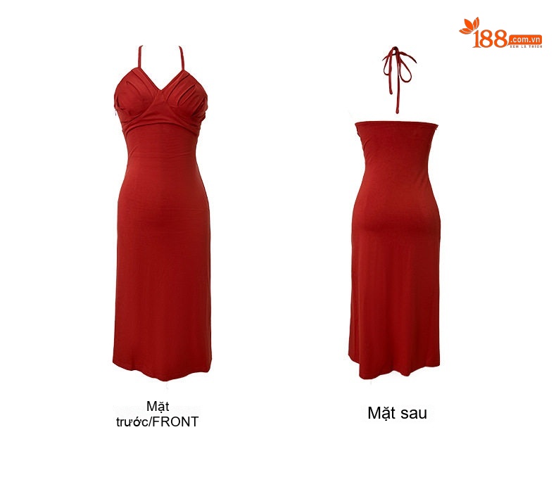 Váy Dây Nữ Hở Vai Dáng Ôm Body Màu Đỏ Gợi Cảm chi tiết 4