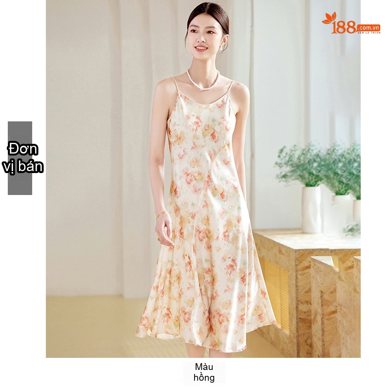 Váy Dây Nữ Họa Tiết Hoa Nhí Phong Cách Pháp Thanh Lịch Màu Be, Xanh Dương, Xanh Lá...