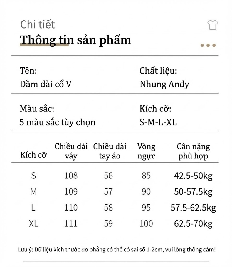 Váy Dệt Kim Nữ Cổ Chữ V Dáng Chữ A Chiết Eo Tay Dài Qua Gối Màu Đen, Trắng, Đỏ, Nâu chi tiết 7