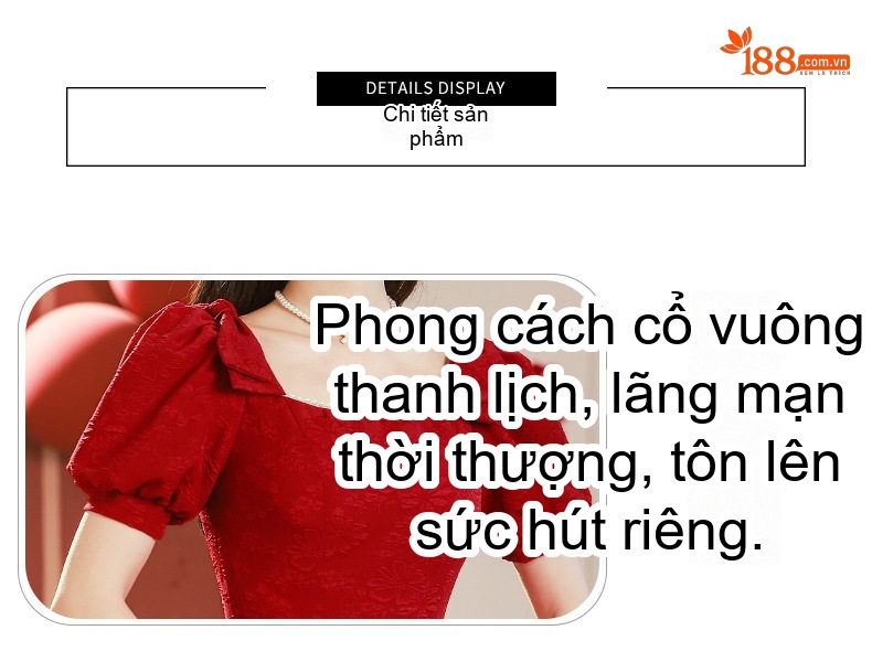 Váy Dự Tiệc Cưới Cô Dâu dáng chữ A Tay Bồng Phong Cách Pháp Chất Nỉ Đỏ chi tiết 16