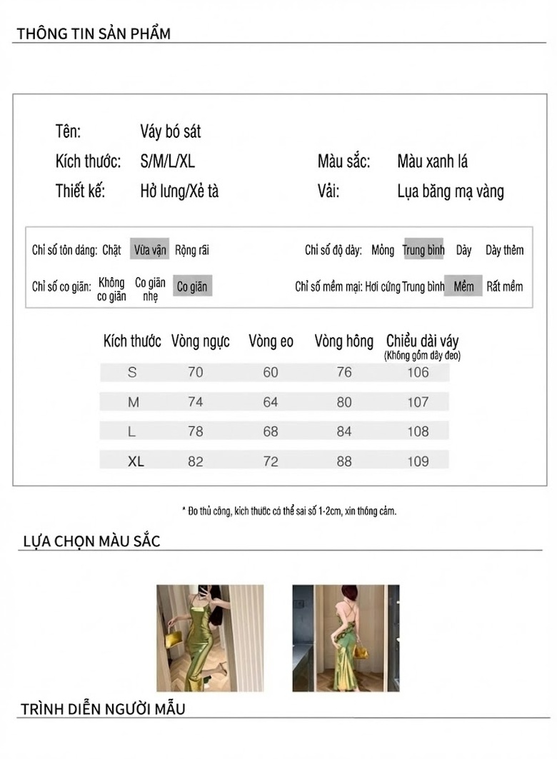Váy Hai Dây Hở Lưng Bẹt Vai Xẻ Tà Mạ Vàng Ôm Sát Body chi tiết 1