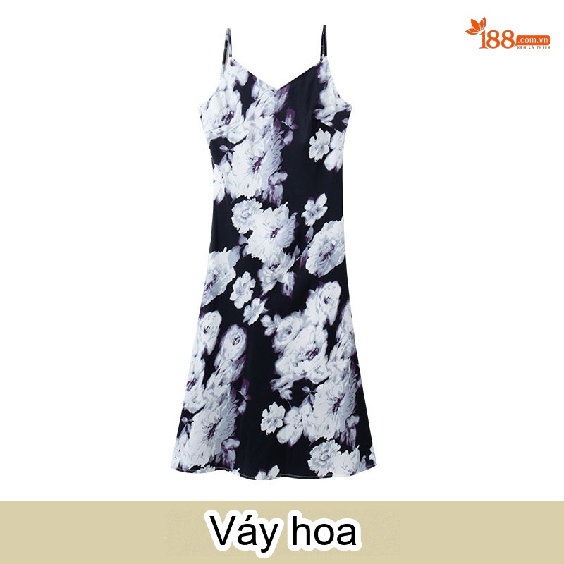 Váy Hai Dây Nữ Chất Liệu Voan Lụa Form dáng chữ A Màu Trắng, Đen, Xanh Lá, Tím...