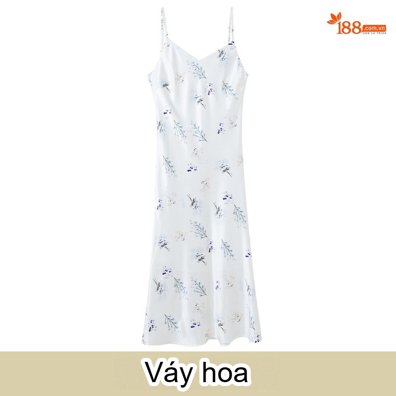 Váy Hai Dây Nữ Chất Liệu Voan Lụa Form dáng chữ A Màu Trắng, Đen, Xanh Lá, Tím...