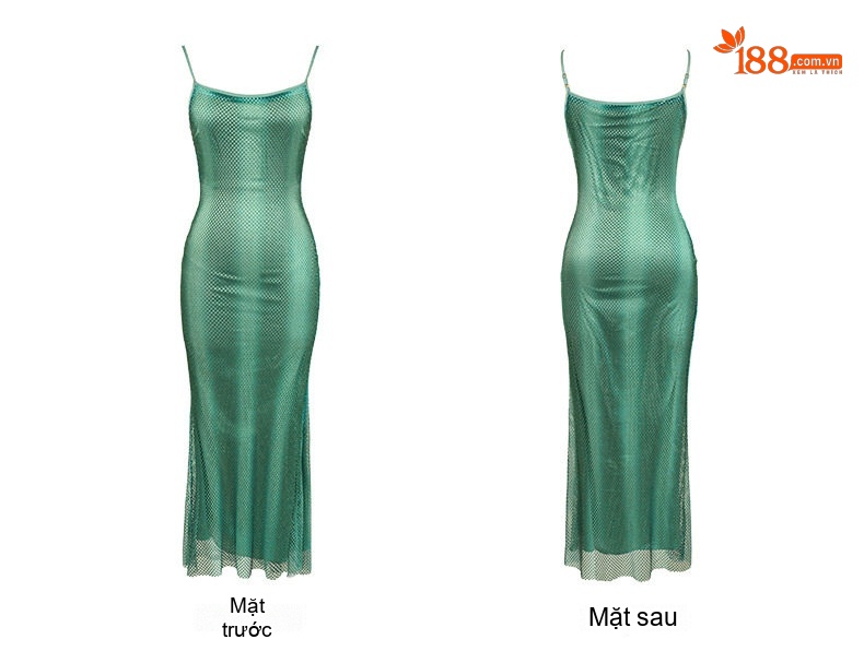 Váy Hai Dây Nữ Lưới Đính Đá Phong Cách Pháp Gợi Cảm Màu Xanh, Hồng, Vàng chi tiết 7
