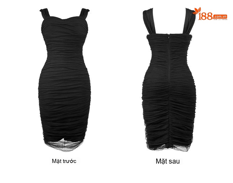 Váy Hai Dây Nữ Mùa Hè Cổ chữ V Chữ Ôm Dáng Lưới Không Tay Màu Đen, Hồng chi tiết 5