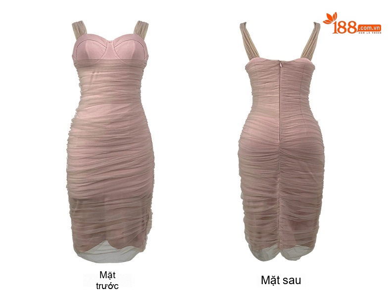 Váy Hai Dây Nữ Mùa Hè Cổ chữ V Chữ Ôm Dáng Lưới Không Tay Màu Đen, Hồng chi tiết 6
