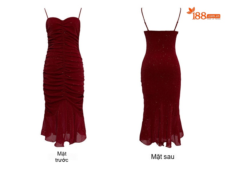 Váy Hai Dây Nữ Ôm Body Đuôi Cá Gợi Cảm Màu Đen, Đỏ, Xanh Lá chi tiết 8